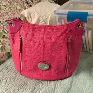 Tiganello Pink Pebbled Leather Shoulder Bag